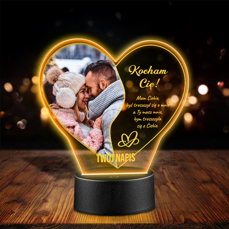 Lampka Nocna ramka Prezent na Walentynki chłopaka dziewczyny żony męża z personalizacją