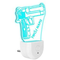 Lampka Nocna LED dla Dzieci PISTOLET REWOLWER do kontaktu gniazdka CZUJNIK