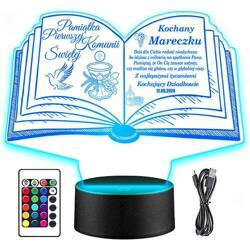 LAMPKA NOCNA LED PREZENT NA KOMUNIĘ ŚWIĘTĄ KOMUNIA PAMIĄTKA STATUETKA obraz