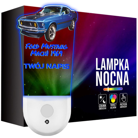 Lampka Nocna LED dla Dziecka auto Ford Mustang kontaktu gniazdka CZUJNIK