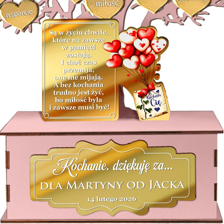 PREZENT NA WALENTYNKI DLA DZIEWCZYNY CHŁOPAKA STATUETKA SERCE DRZEWKO