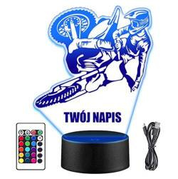 LAMPKA NOCNA LED MOTOCROSS MOTOR CROSS 3D +PILOT prezent URODZINY statuetka