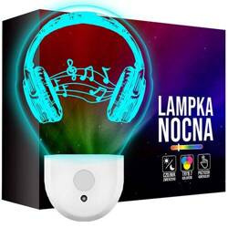 Lampka Nocna LED dla Dzieci SŁUCHAWKI MUZYKA do kontaktu gniazdka CZUJNIK
