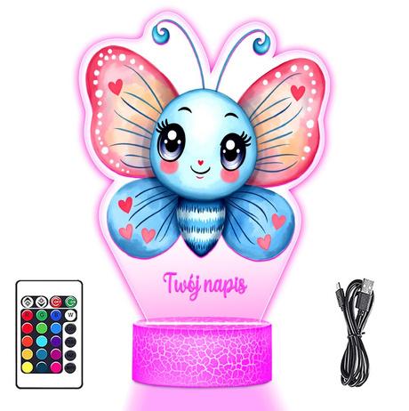 LAMPKA NOCNA LED 3D MOTYL POCZWARKA prezent dziecka URODZINY statuetka