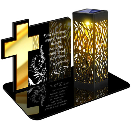 ZNICZ SOLARNY LED WIECZNY PODSTAWKA NA CMENTARZ GRÓB lampka Krzyż 3D