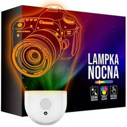 Lampka Nocna LED dla Dzieci APARAT FOTOGRAF do kontaktu gniazdka CZUJNIK