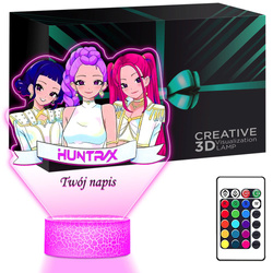 LAMPKA NOCNA LED 3D Imię Huntrix K-pop Łowczynie Demonów Rumi Mira Zoey + PILOT