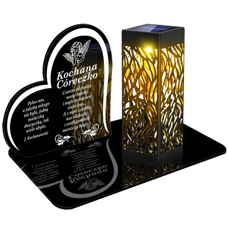 ZNICZ SOLARNY LED WIECZNY PODSTAWKA NA CMENTARZ GRÓB lampka Serce 3D DLA CÓRKI