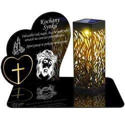 ZNICZ SOLARNY LED WIECZNY PODSTAWKA NA CMENTARZ GRÓB lampka Serce 3D DLA SYNA