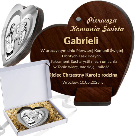 PAMIĄTKA PIERWSZEJ KOMUNII ŚWIĘTEJ OBRAZEK PREZENT NA KOMUNIĘ Z GRAWEREM dla dziewczynki