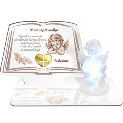 ZNICZ LED GRÓB Dziecka Córki Syna ANIOŁEK PODSTAWKA NA CMENTARZ BIAŁY ANIOŁ