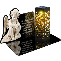 ZNICZ SOLARNY LED WIECZNY NA CMENTARZ GRÓB Aniołek dziecka dla SYNA CÓRKI