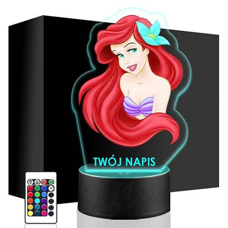 LAMPKA NOCNA LED MAŁA SYRENKA ARIEL 3D + PILOT prezent URODZINY statuetka