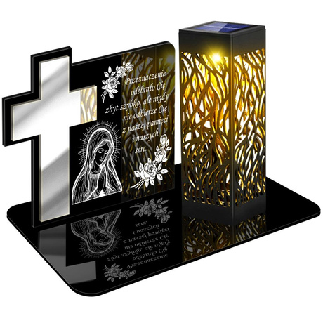 ZNICZ SOLARNY LED WIECZNY PODSTAWKA NA CMENTARZ GRÓB lampka Krzyż 3D DLA MĘŻA