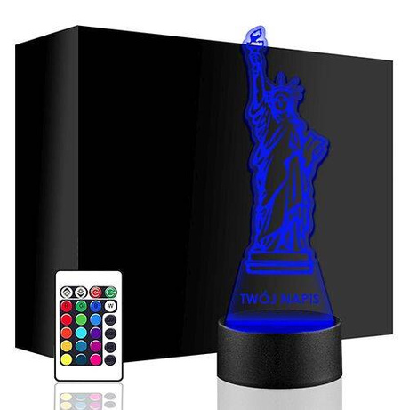 LAMPKA NOCNA LED STATUA WOLNOŚCI 3D + PILOT prezent URODZINY statuetka