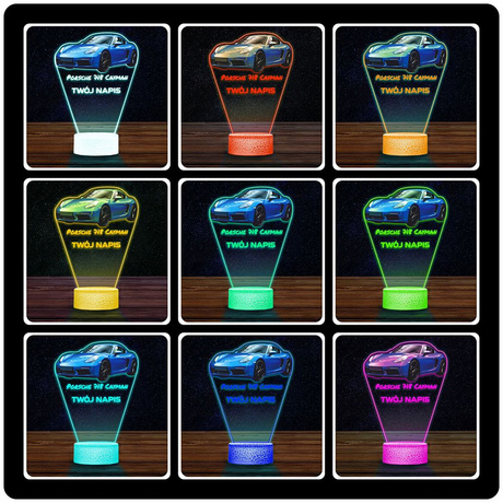 LAMPKA NOCNA LED 3D AUTO Porsche 718 Cayman prezent dla dziecka URODZINY statuetka + pilot