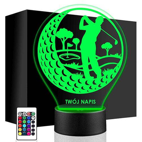 LAMPKA NOCNA LED GOLF GOLFISTA 3D + PILOT prezent URODZINY statuetka