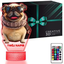 LAMPKA NOCNA LED 3D Buldog francuski PIESEK prezent dla dziecka URODZINY statuetka + pilot