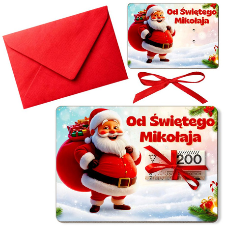 ŚWIĄTECZNY BON PODARUNKOWY Prezent Na Święta Choinkę Voucher na Pieniądze