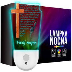 Lampka Nocna LED dla Dziecka MODLITWA OJCZE NASZ kontaktu gniazdka CZUJNIK