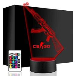 LAMPKA NOCNA LED CS GO BROŃ KARABIN 3D + PILOT prezent URODZINY statuetka