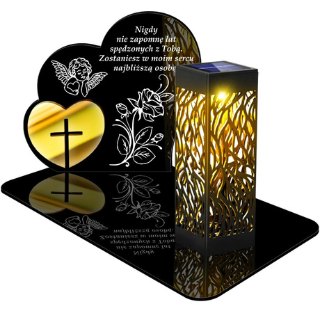 ZNICZ SOLARNY LED WIECZNY PODSTAWKA NA CMENTARZ GRÓB lampka Serce 3D DLA DZIADKÓW