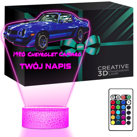 LAMPKA NOCNA LED 3D AUTO 1980 Chevrolet Camaro prezent dla dziecka URODZINY statuetka + pilot
