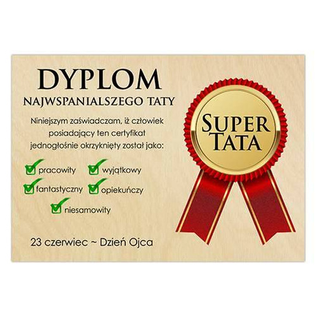 Dzień ojca TATY prezent CERTYFIKAT DYPLOM