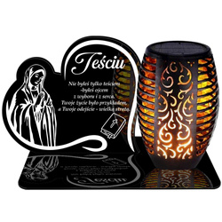 ZNICZ SOLARNY LED WIECZNY PODSTAWKA NA CMENTARZ GRÓB Serce EFEKT PŁOMIENIA DLA TEŚCIA