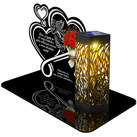 ZNICZ SOLARNY LED WIECZNY PODSTAWKA NA CMENTARZ GRÓB lampka Kwiaty 3D