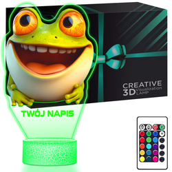 LAMPKA NOCNA LED 3D z imieniem ŻABA ŻABKA ZWIERZĘ prezent dla dziecka URODZINY statuetka + pilot