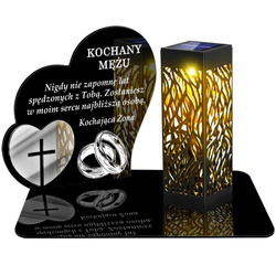 ZNICZ SOLARNY LED WIECZNY PODSTAWKA NA CMENTARZ GRÓB lampka Serce 3D DLA MĘŻA