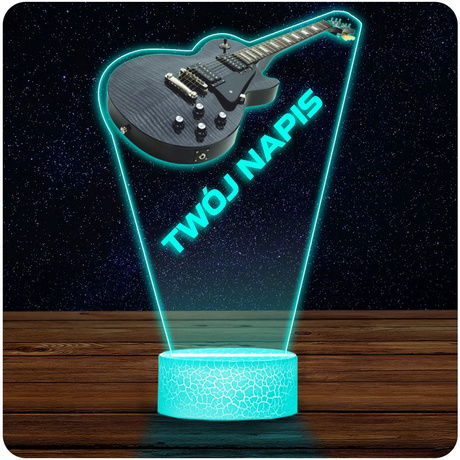 LAMPKA NOCNA LED 3D Gitara dla muzyka prezent dla dziecka URODZINY statuetka + pilot