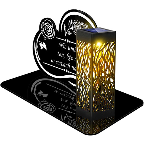 ZNICZ SOLARNY LED WIECZNY PODSTAWKA NA CMENTARZ GRÓB lampka Napis Serce 3D 