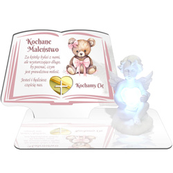 ZNICZ LED GRÓB Dziecka Córki Syna ANIOŁEK PODSTAWKA NA CMENTARZ BIAŁY ANIOŁ