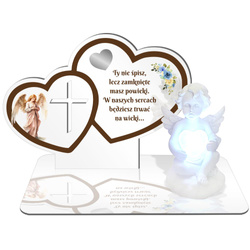 ZNICZ LED GRÓB Dziecka Córki Syna ANIOŁEK PODSTAWKA NA CMENTARZ BIAŁY ANIOŁ