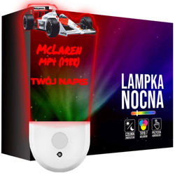 Lampka Nocna LED dla Dziecka McLaren MP4 bolid F1 kontaktu gniazdka CZUJNIK