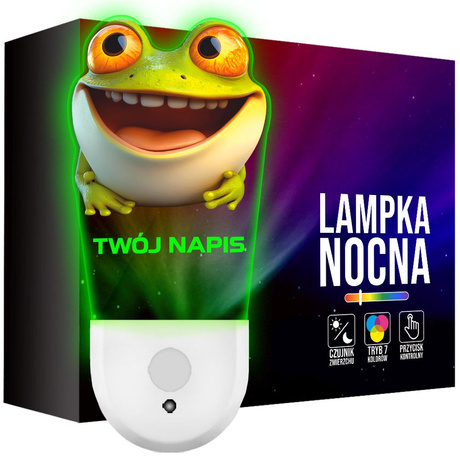 Lampka Nocna LED dla Dziecka ŻABA ŻABKA ZWIERZĘ kontaktu gniazdka CZUJNIK