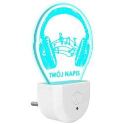 Lampka Nocna LED dla Dzieci SŁUCHAWKI MUZYKA do kontaktu gniazdka CZUJNIK