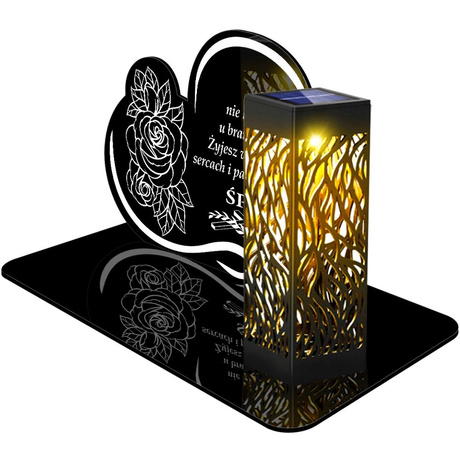 ZNICZ SOLARNY LED WIECZNY PODSTAWKA NA CMENTARZ GRÓB lampka Napis Serce 3D