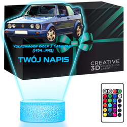 LAMPKA NOCNA LED 3D AUTO Volkswagen Golf Cabriolet prezent dla dziecka URODZINY statuetka + pilot