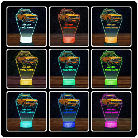 LAMPKA NOCNA LED 3D AUTO Fiat 125p prezent dla dziecka URODZINY statuetka + pilot