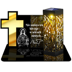 ZNICZ SOLARNY LED WIECZNY PODSTAWKA NA CMENTARZ GRÓB lampka Krzyż 3D
