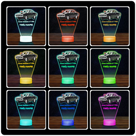 LAMPKA NOCNA LED 3D AUTO DODGE Charger prezent dla dziecka URODZINY statuetka + pilot