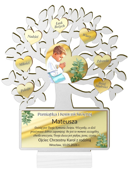 OBRAZEK NA KOMUNIĘ PAMIĄTKA PIERWSZEJ KOMUNII ŚWIĘTEJ PREZENT DRZEWKO