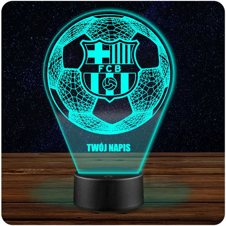 Lampka Nocna LED 3D FC Barcelona z Imieniem RGB Prezent na Święta Urodziny