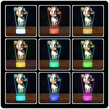 LAMPKA NOCNA LED 3D Krowa Krówka Farma prezent dla dziecka URODZINY statuetka + pilot