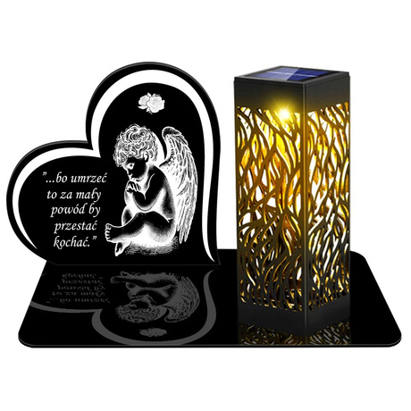 ZNICZ SOLARNY LED WIECZNY PODSTAWKA NA CMENTARZ GRÓB lampka Serce 3D 