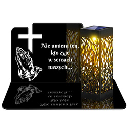 ZNICZ SOLARNY LED WIECZNY PODSTAWKA NA CMENTARZ GRÓB lampka Krzyż 3D