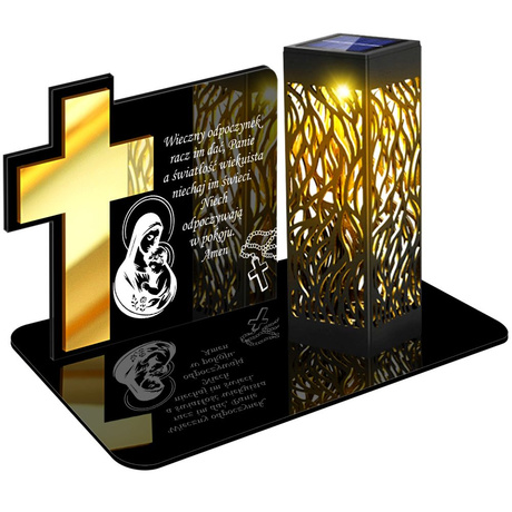 ZNICZ SOLARNY LED WIECZNY PODSTAWKA NA CMENTARZ GRÓB lampka Krzyż 3D